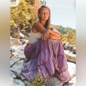 Lavender Tiered Pocket Skirt // Natural Cotton Gauze Fiber